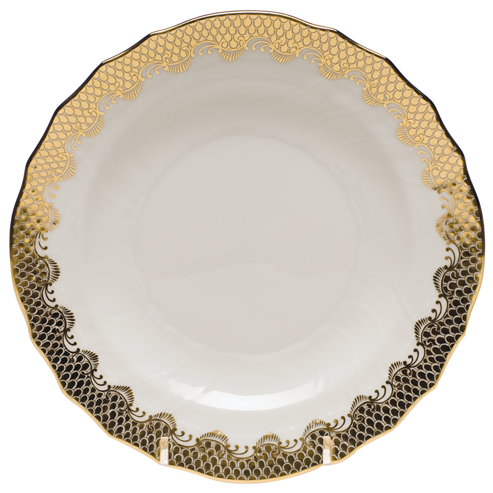 Fish Scale Gold Salad Plate 7.5"d - Gold