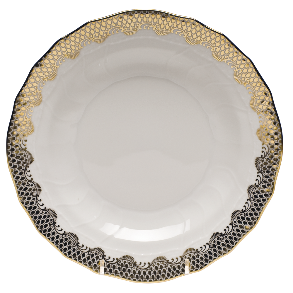 Fish Scale Gold Dessert Plate 8.25"d