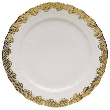 Herend White W/gold Border Service Plate 11"d - Gold