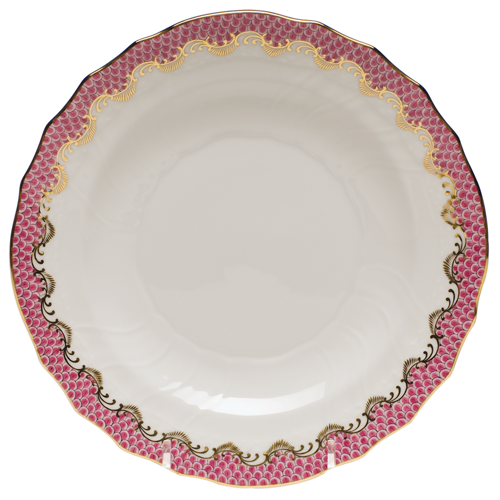 Fish Scale Pink Border Salad Plate 7.5"d