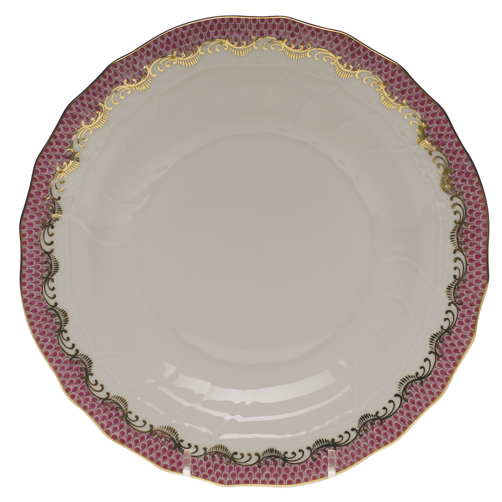 Fish Scale Pink Border Dessert Plate 8.25"d