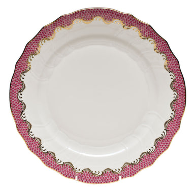 Herend White W/pink Border Dinner Plate 10.5"d - Pink