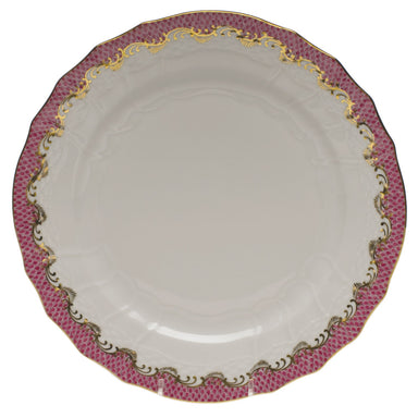 Herend White W/pink Border Service Plate 11"d - Pink