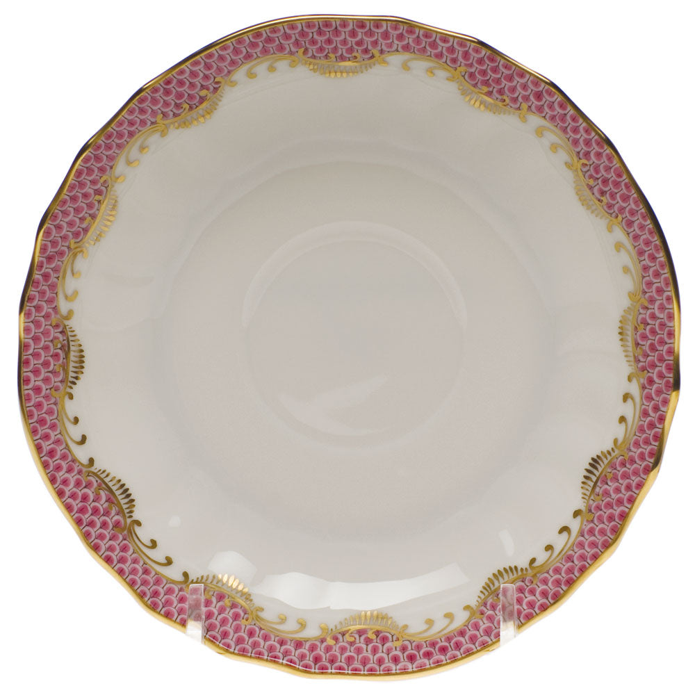 Herend White W/pink Border Canton Saucer 5.5"d - Pink
