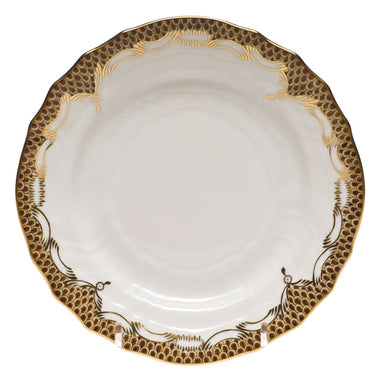 Herend White W/brown Border Bread And Butter Plate 6"d - Brown