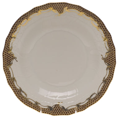 Herend White W/brown Border Dessert Plate 8.25"d - Brown