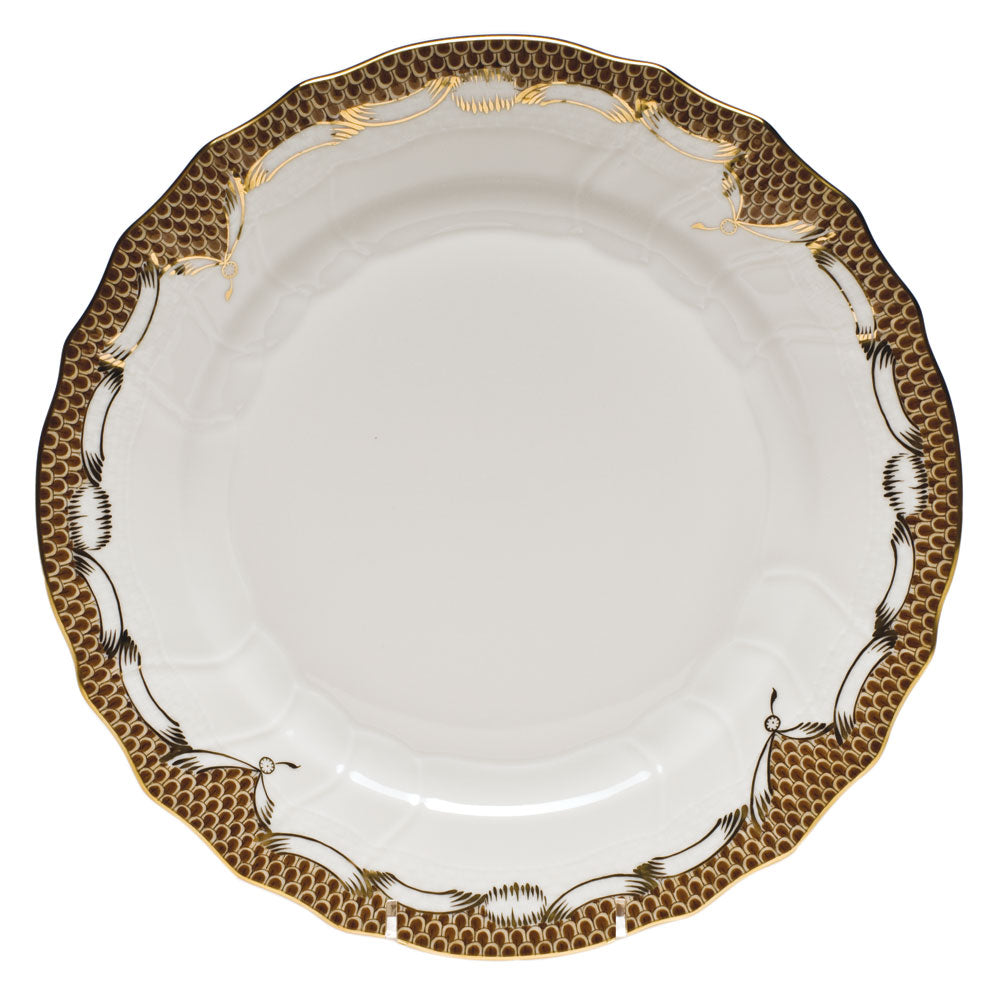 Herend White W/brown Border Dinner Plate 10.5"d - Brown