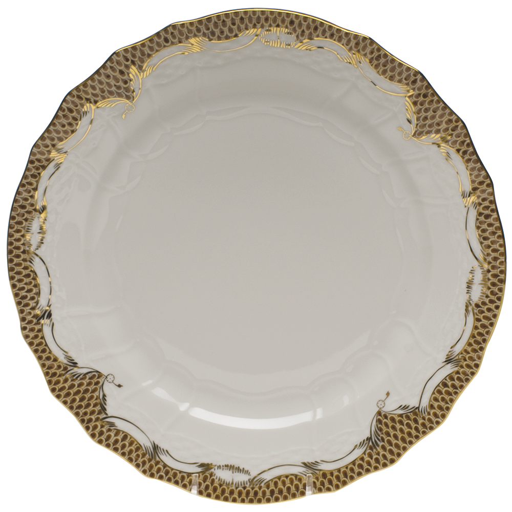 Fish Scale Brown Border Service Plate 11"d