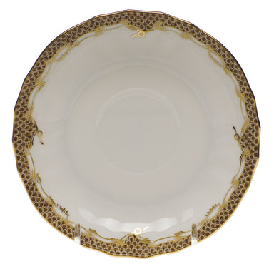 Herend White W/brown Border Canton Saucer 5.5"d - Brown