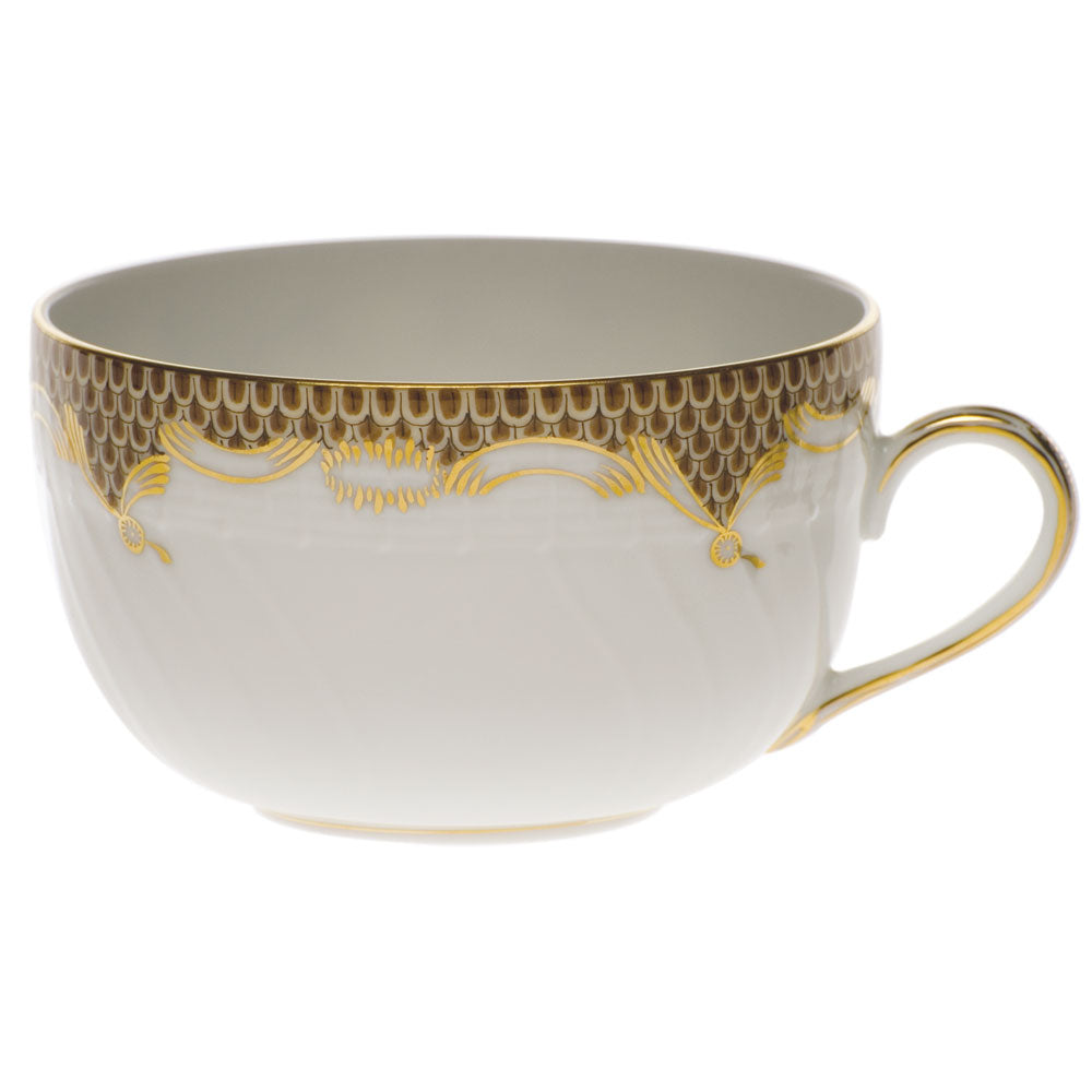 Herend White W/brown Border Canton Cup (6 Oz) - Brown