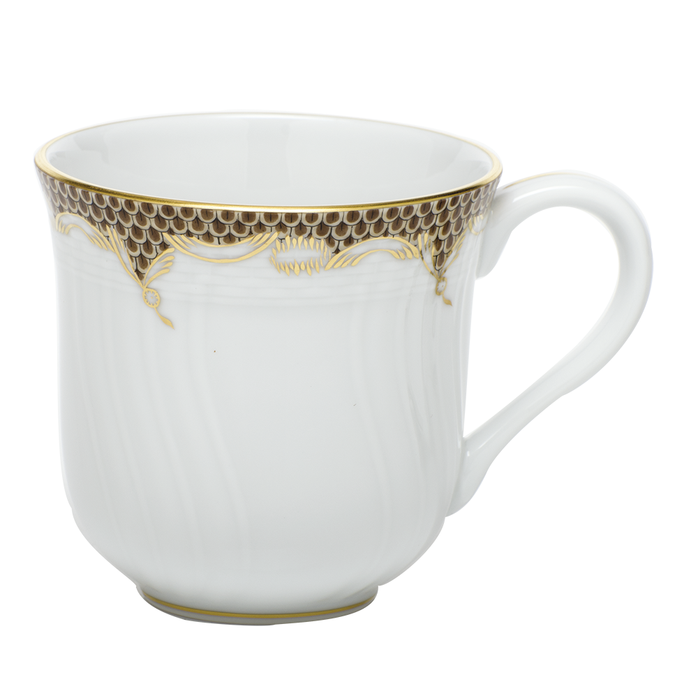 Fish Scale Brown Border Mug (10 Oz) 3.5"h