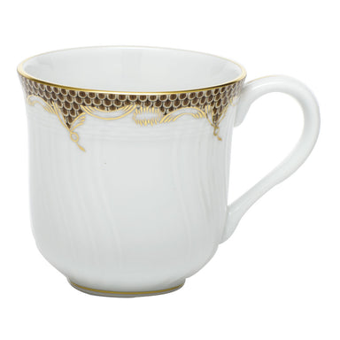 Herend White W/brown Border Mug (10 Oz) 3.5"h - Brown