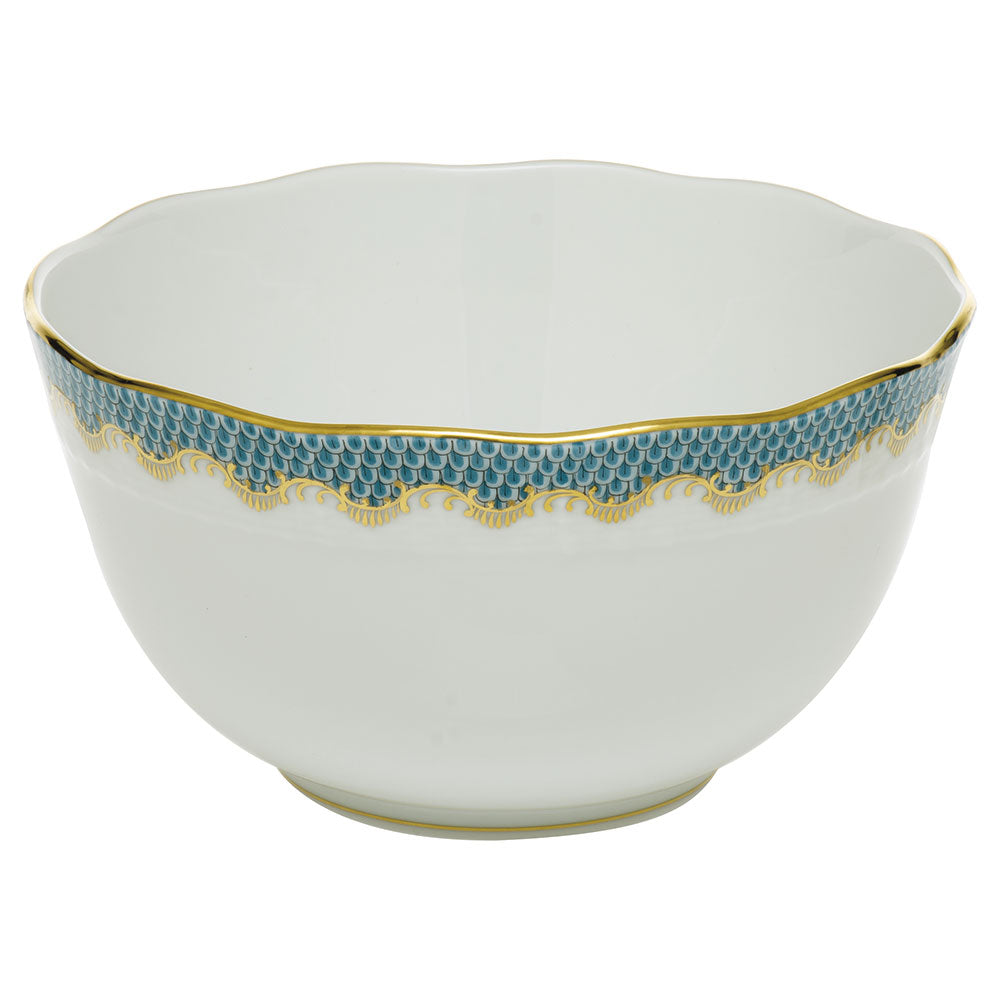 Herend A-etqh Round Bowl (3.5 Pt) 7.5"d - Turquoise