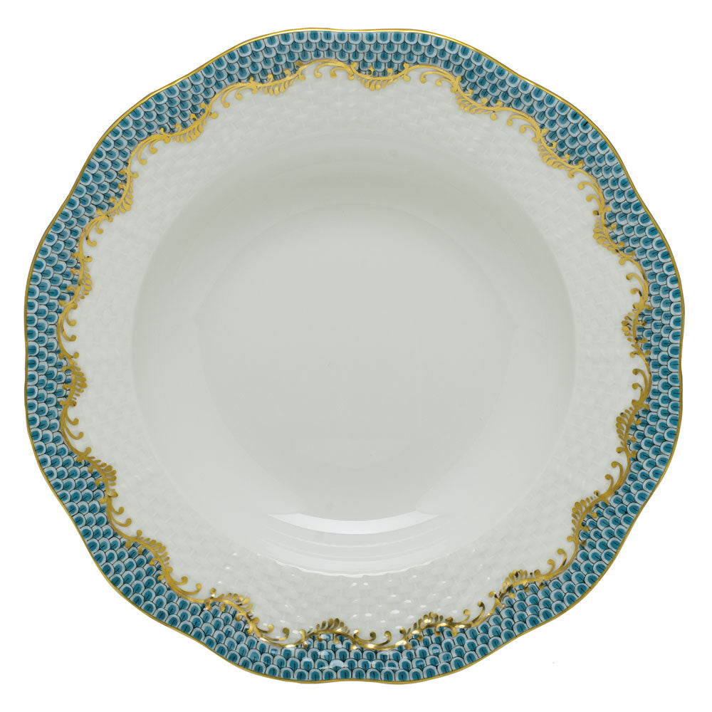 Herend A-etqh Rim Soup Plate 8"d - Turquoise