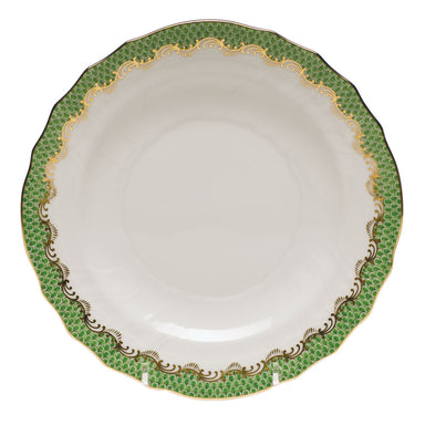 Herend White W/green Border Salad Plate 7.5"d - Jade