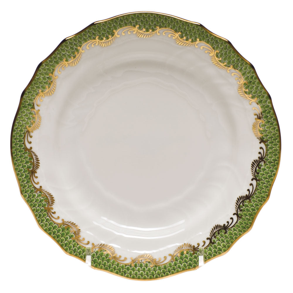 Herend White W/green Border Bread And Butter Plate 6"d - Evergreen