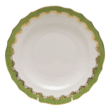 Herend White W/green Border Salad Plate 7.5"d - Evergreen