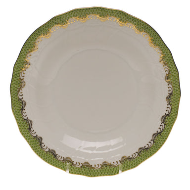 Herend White W/green Border Dessert Plate 8.25"d - Evergreen