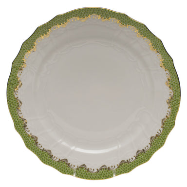 Herend White W/green Border Service Plate 11"d - Evergreen