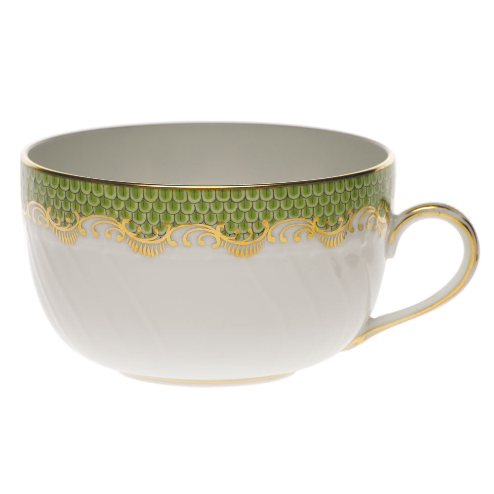 Herend White W/green Border Canton Cup (6 Oz) - Evergreen