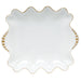 Herend White W/gold Trim Small Dish W/pearls 5.75"l X 6.75"w