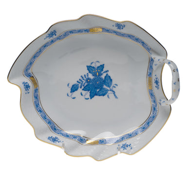 Herend Chinese Bouquet Blue Leaf Dish  7.75"l - Blue