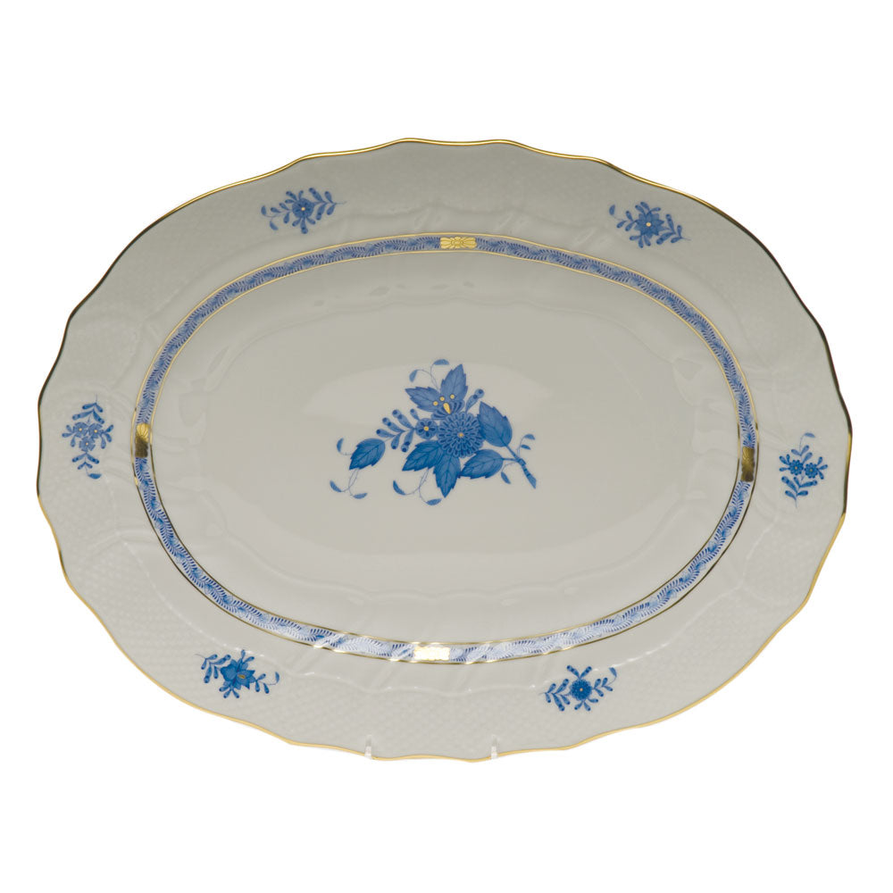 Herend Chinese Bouquet Blue Platter  17"l X 12.5"w - Blue