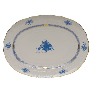 Herend Chinese Bouquet Blue Platter  15"l X 11.5"w - Blue