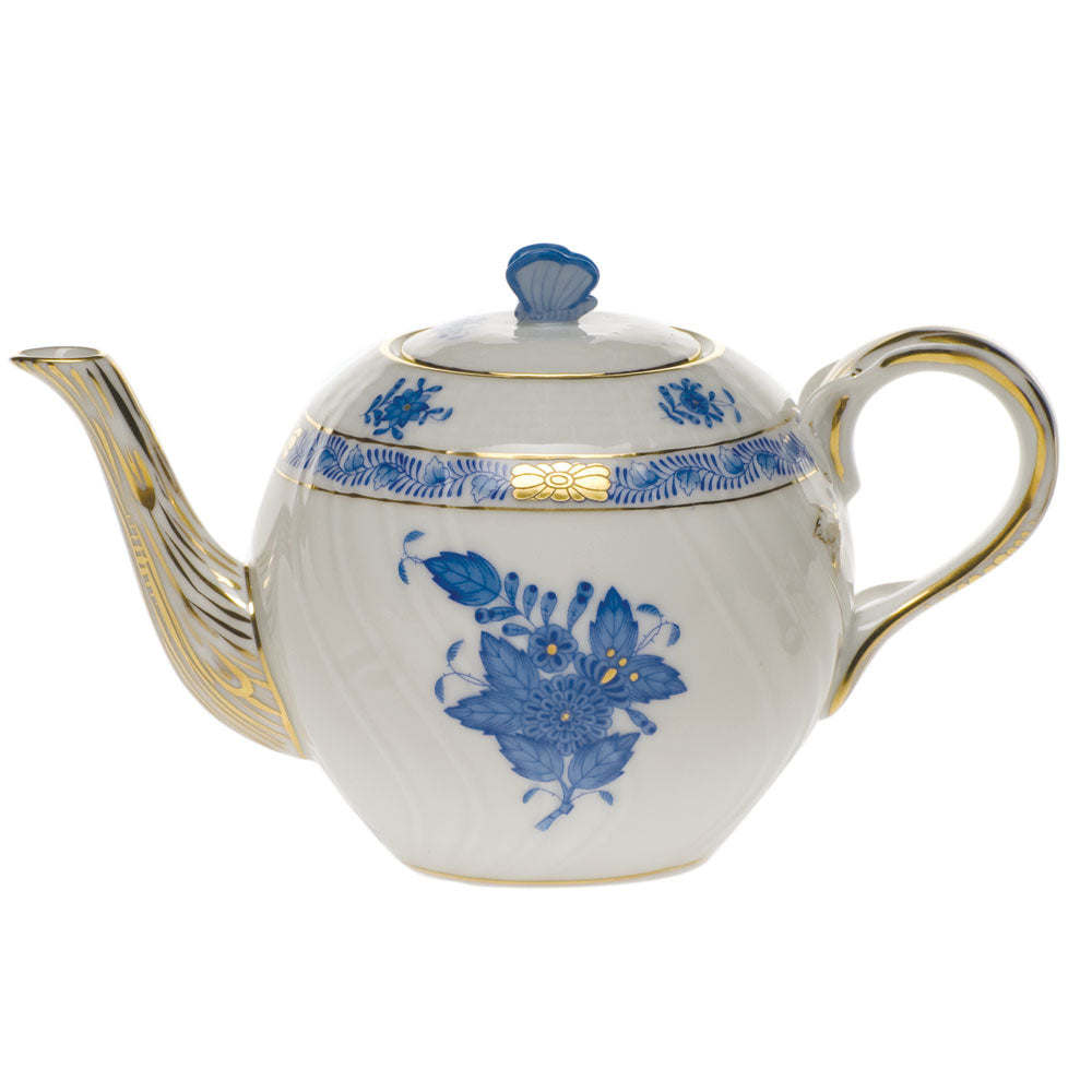 Herend Chinese Bouquet Blue Tea Pot W/butterfly (12 Oz) 4"h - Blue