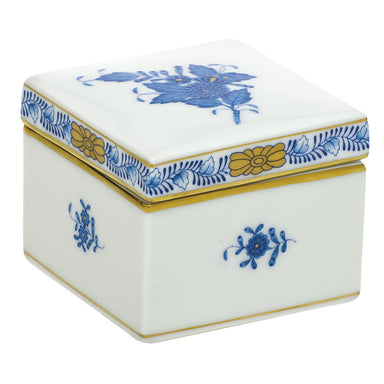 Herend Chinese Bouquet Blue Square Box 2.25"l X 2.25"w X 2"h