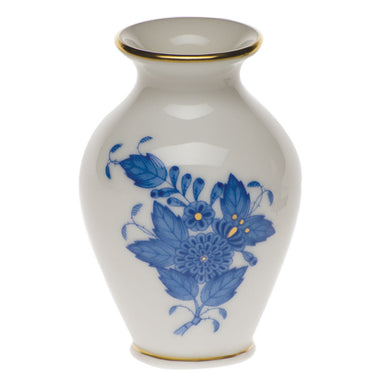 Herend Chinese Bouquet Blue Small Bud Vase W/lip 2.5"h - Blue