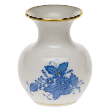 Herend Chinese Bouquet Blue Medium Bud Vase W/lip 2.75"h - Blue