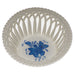 Herend Chinese Bouquet Blue Small Openwork Basket 3.75"d - Blue