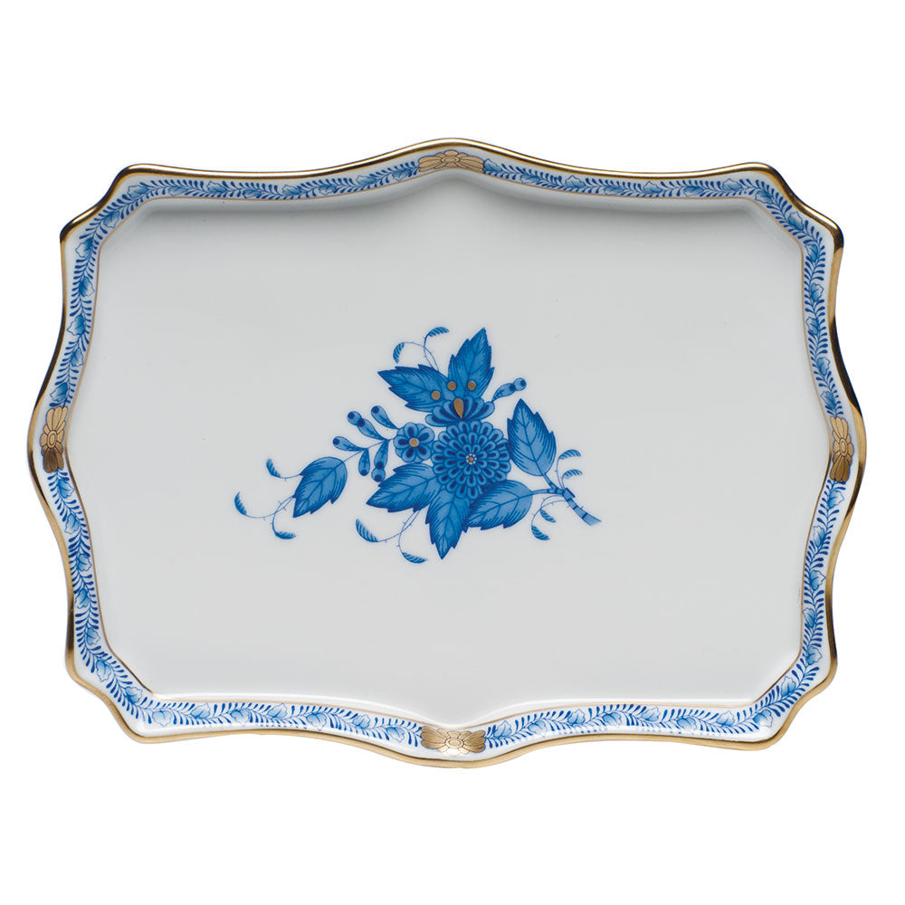 Herend Chinese Bouquet Blue Small Tray 7.5"l X 5.5"w - Blue