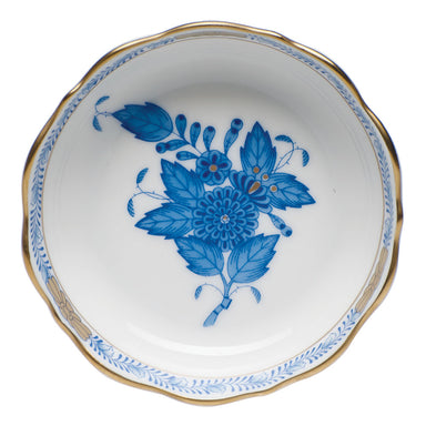 Herend Chinese Bouquet Blue Mini Scalloped Dish 3.25"l X 0.75"h - Blue