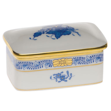 Herend Chinese Bouquet Blue Rectangular Box 3"l X 2"w - Blue