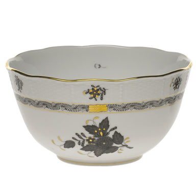 Herend Chinese Bouquet Black Round Bowl (3.5 Pt) 7.5"d - Black