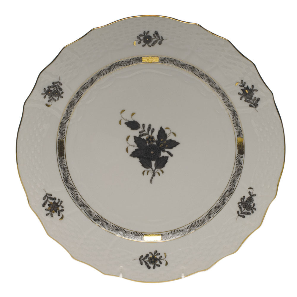 Herend Chinese Bouquet Black Service Plate 11"d - Black