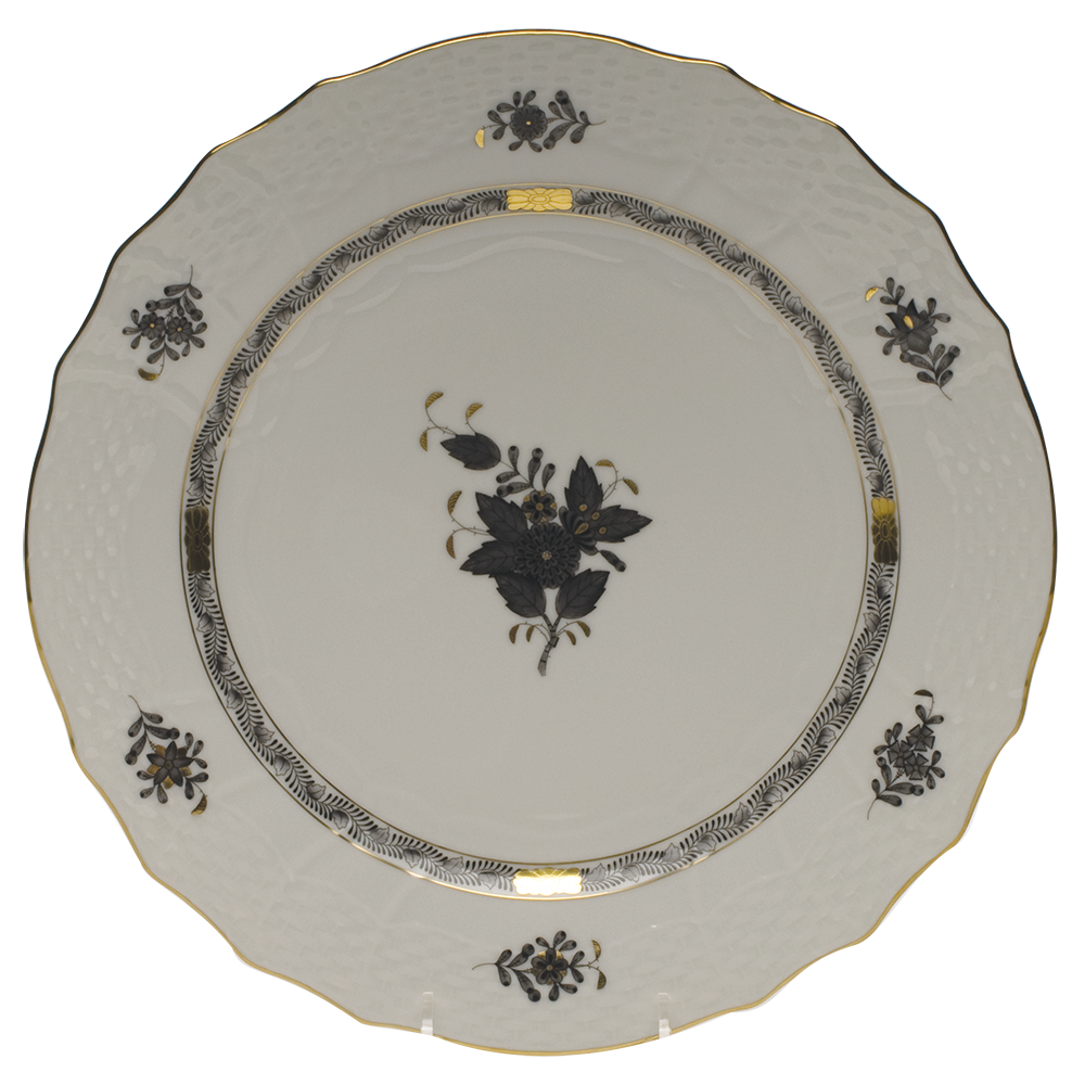 Chinese Bouquet Black Service Plate 11"d - Black