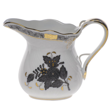 Herend Chinese Bouquet Black Creamer (6 Oz) 3.5"h - Black