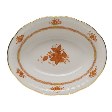 Herend Chinese Bouquet Rust Oval Veg Dish  10"l X 8"w - Rust