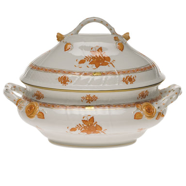 Herend Chinese Bouquet Rust Tureen W/branch  (4 Qt) 10"h - Rust