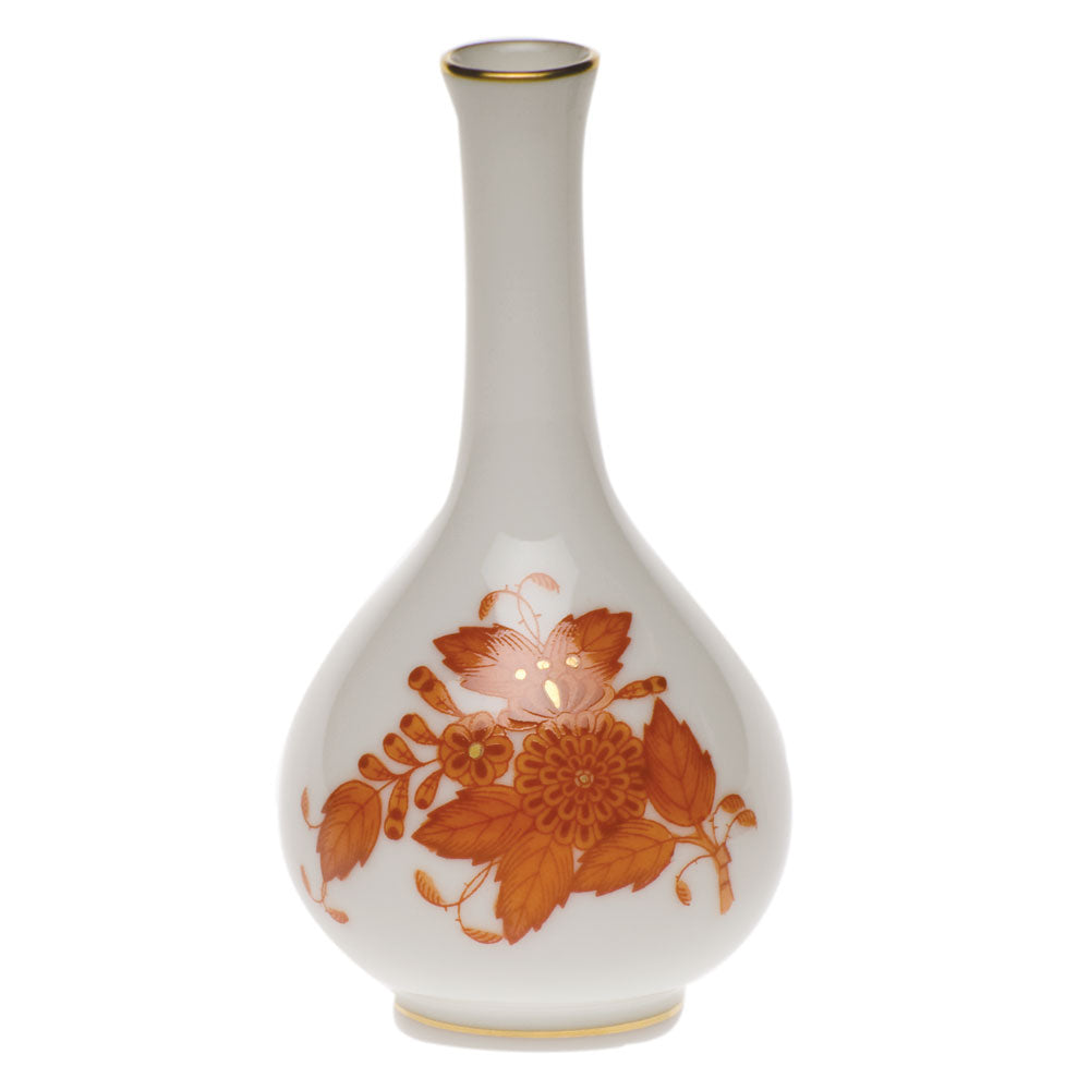 Herend Chinese Bouquet Rust Small Bud Vase 3.5"h - Rust