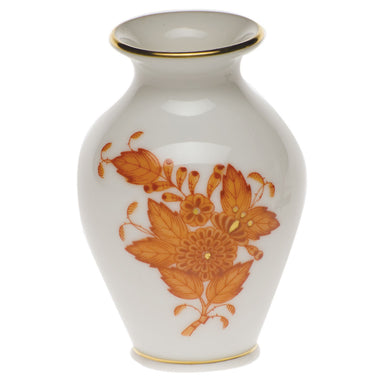 Herend Chinese Bouquet Rust Small Bud Vase W/lip 2.5"h - Rust