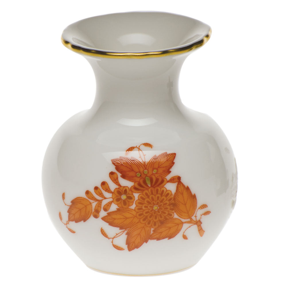 Herend Chinese Bouquet Rust Medium Bud Vase W/lip 2.75"h - Rust