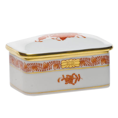 Herend Chinese Bouquet Rust Rectangular Box 3"l X 2"w - Rust