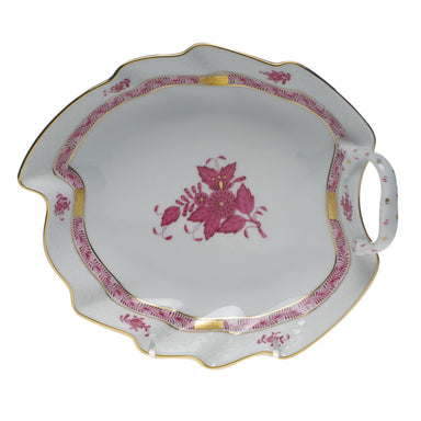 Herend Chinese Bouquet Raspberry Leaf Dish  7.75"l - Raspberry