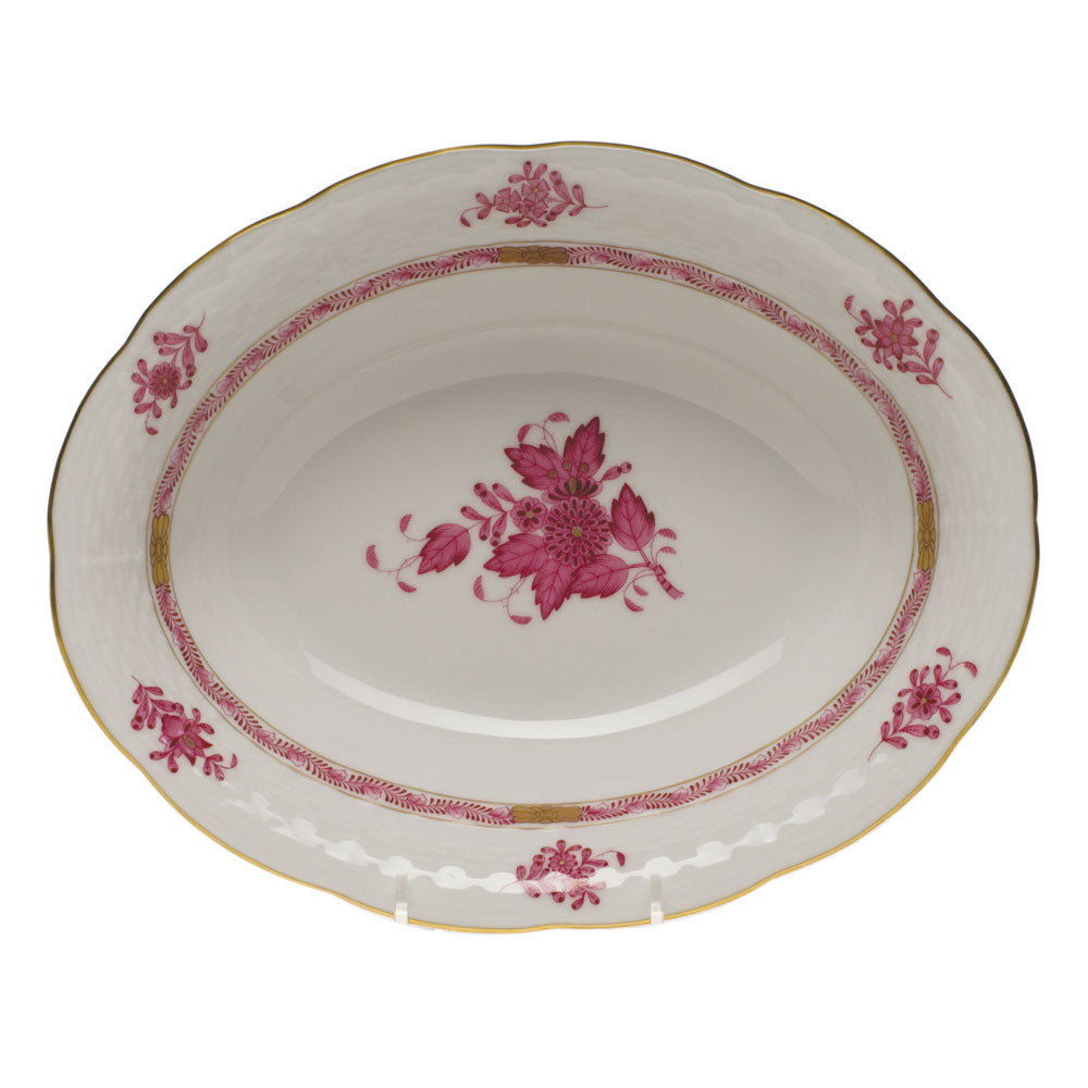 Herend Chinese Bouquet Raspberry Oval Veg Dish  10"l X 8"w - Raspberry