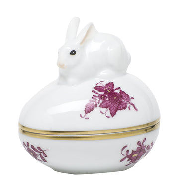 Herend Chinese Bouquet Raspberry Egg Bonbon W/bunny 3"l X 3"h