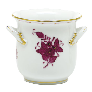 Herend Chinese Bouquet Raspberry Mini Cachepot W/handles 4.75"l X 3.75"h